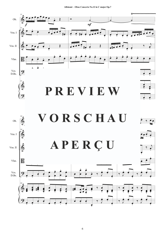 Product gallery: Page 7 of 11 Concerto No.12 in C-Dur Op.7, , Solo Oboe, String Ensemble, and Harpsichord (Basso Continuo)