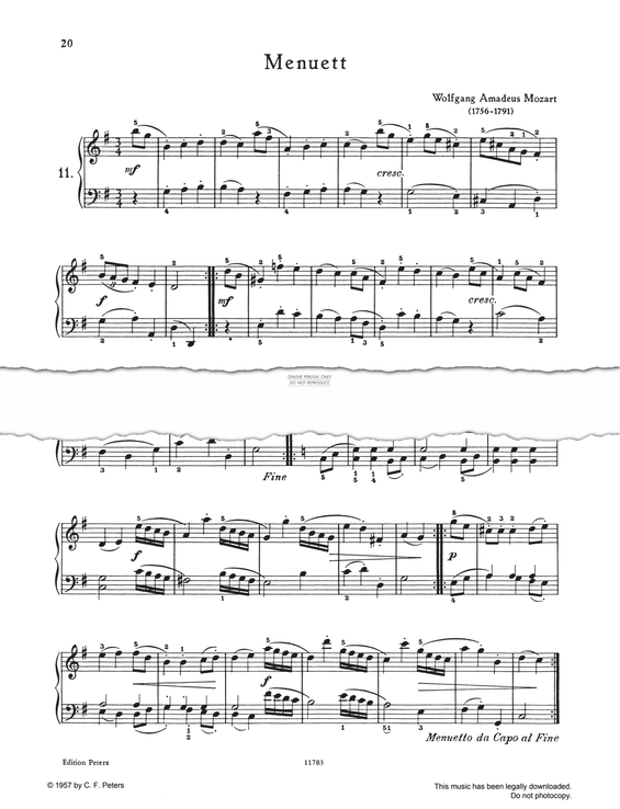 Produktgalerie: Seite 1 von 1 Menuett G-major, Wolfgang Amadeus Mozart, Klavier