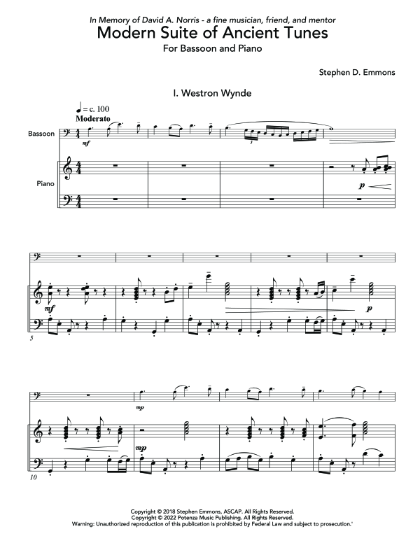 Produktgalerie: Seite 1 von 11 Modern Suite of Ancient Tunes, , (Fagott und Klavier)