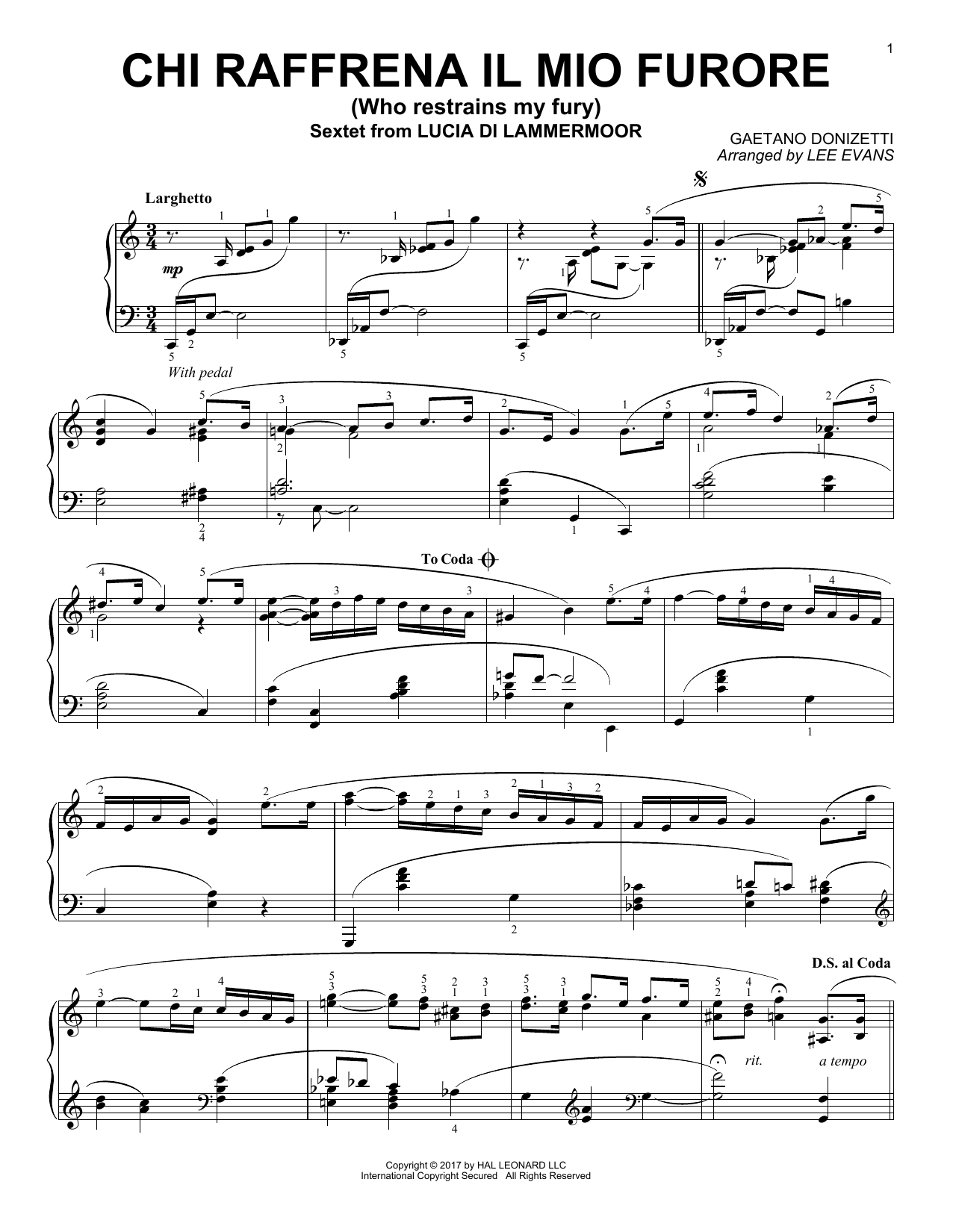 Product gallery: Page 1 of 1 Sextet (Chi Raffrena Il Mio Furore) (arr. Lee Evans), Gaetano Donizetti