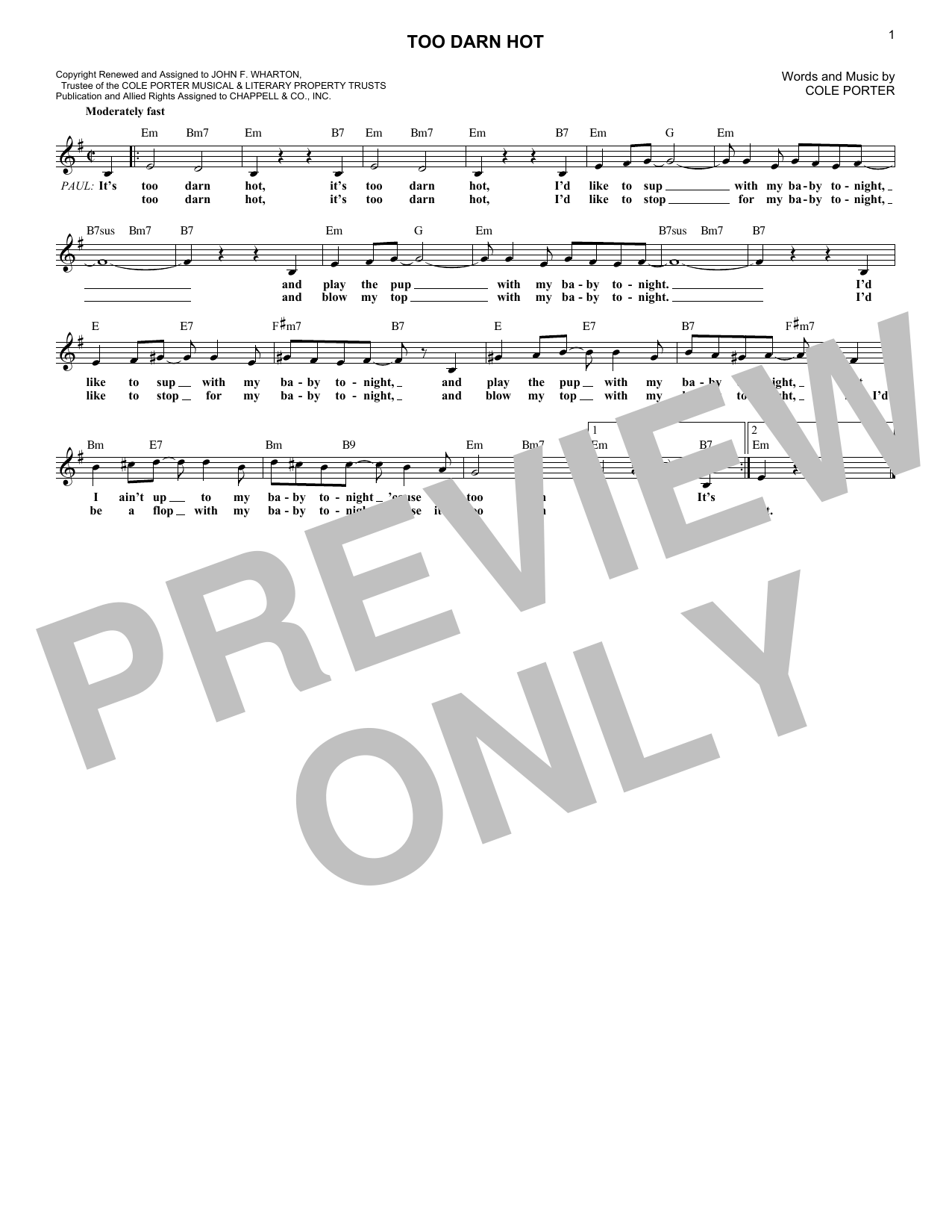 Product picture to: Too Darn Hot (from Kiss Me, Kate)