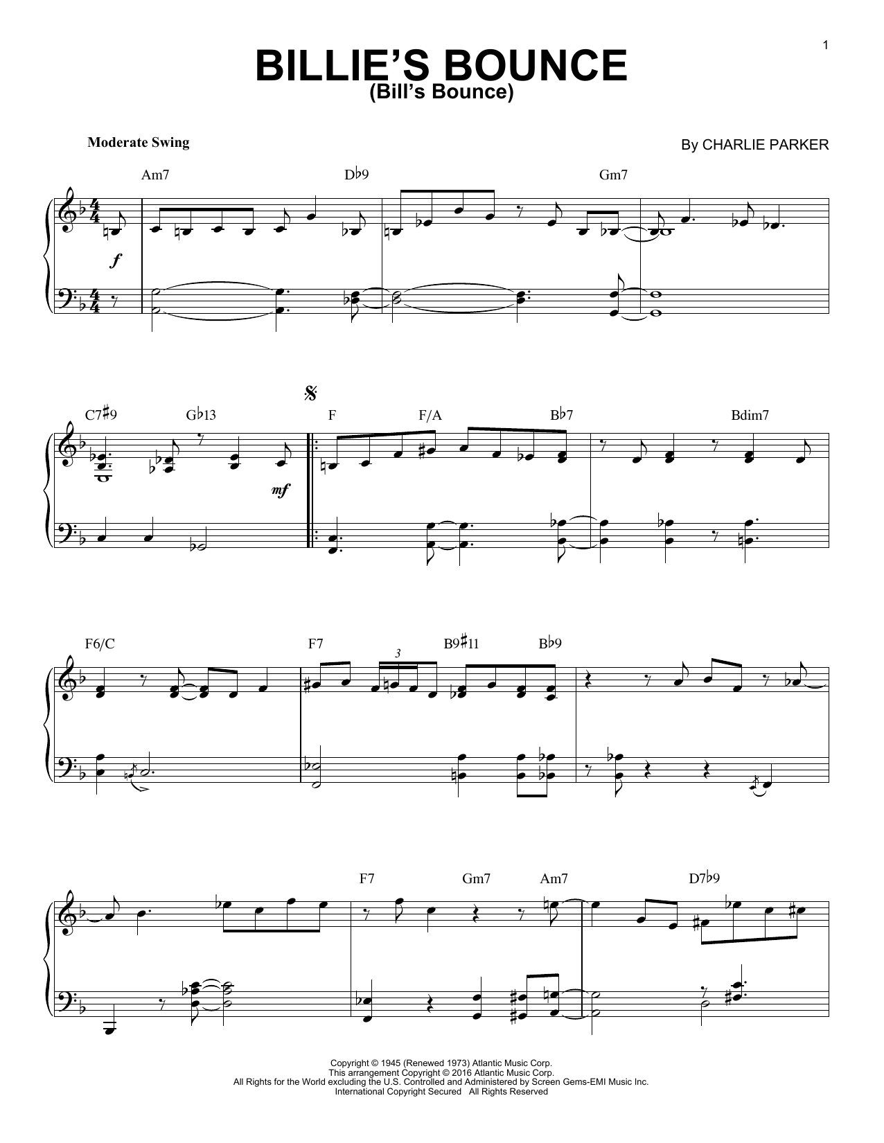 Produktbild zu: Billie's Bounce (Bill's Bounce) (arr. Brent Edstrom)