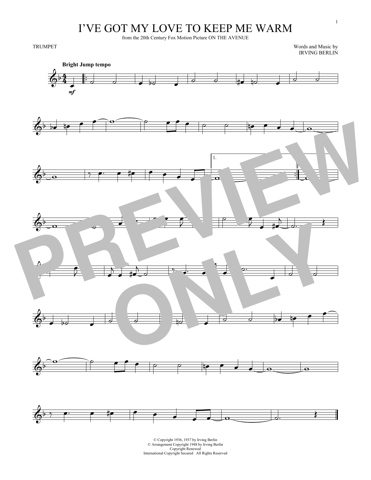 Produktgalerie: Seite 1 von 1 I've Got My Love To Keep Me Warm, Irving Berlin, Trompete