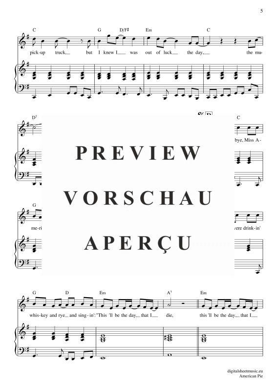 Product gallery: Page 6 of 11 American Pie , Mc Lean, Don, Voice with Piano Accompaniment