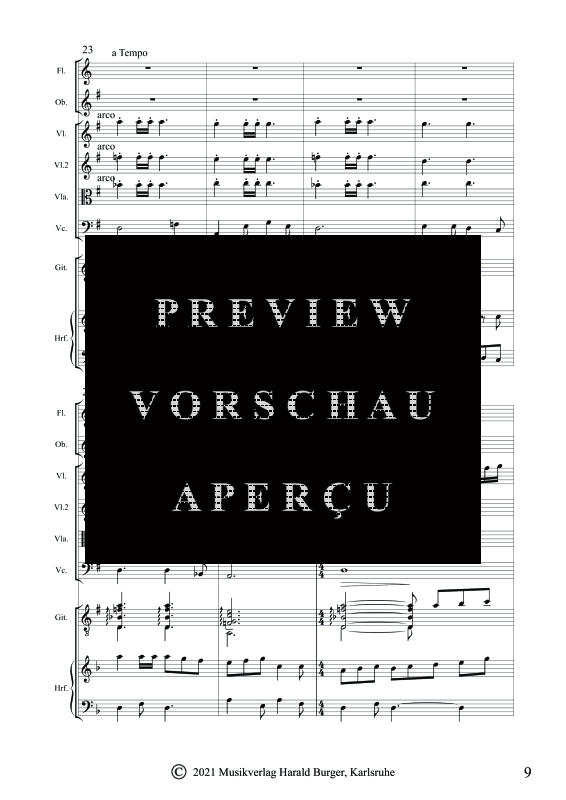 gallery: Landscapes, , Gemischtes Ensemble für Flöte, Oboe, Streicher, Gitarre und Harfe - Partitur
