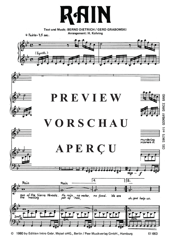 Produktgalerie: Seite 4 von 5 Rain, 	Goombay Dance Band, Klavier und Gesang