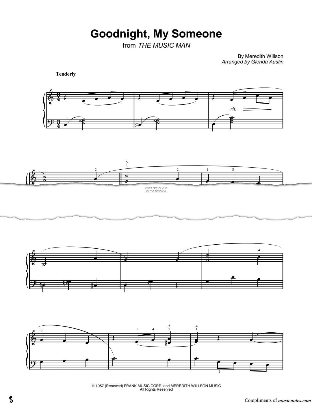 Produktgalerie: Seite 1 von 1 Goodnight My Someone, Meredith Willson, Klavier