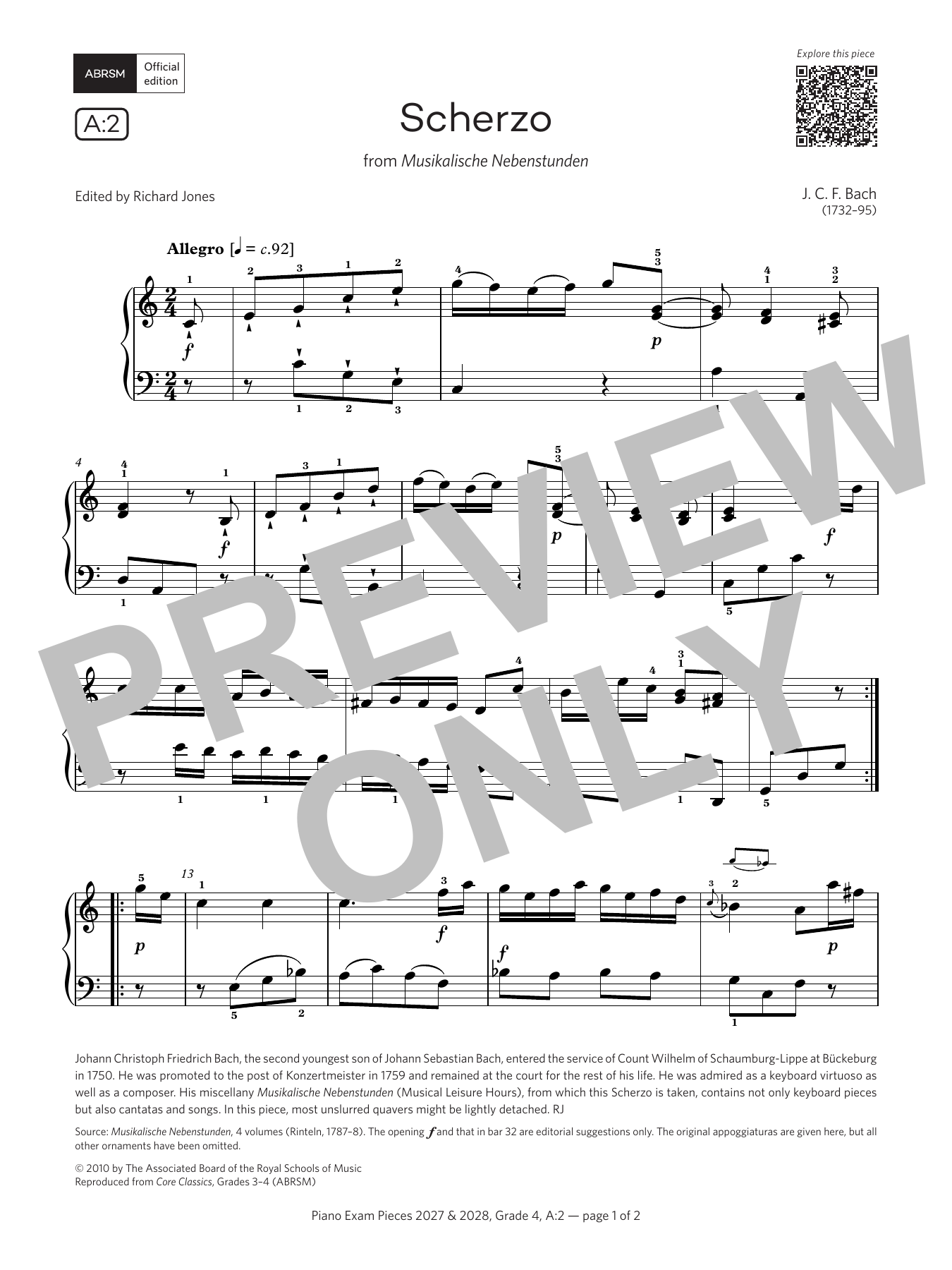 Produktbild zu: Scherzo (Grade 4, list A2, from the ABRSM Piano Syllabus 2027 & 2028)