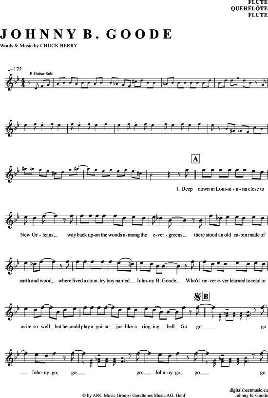 Product gallery: Page 1 of 4 Johnny B. Goode , Berry, Chuck, (transverse flute)