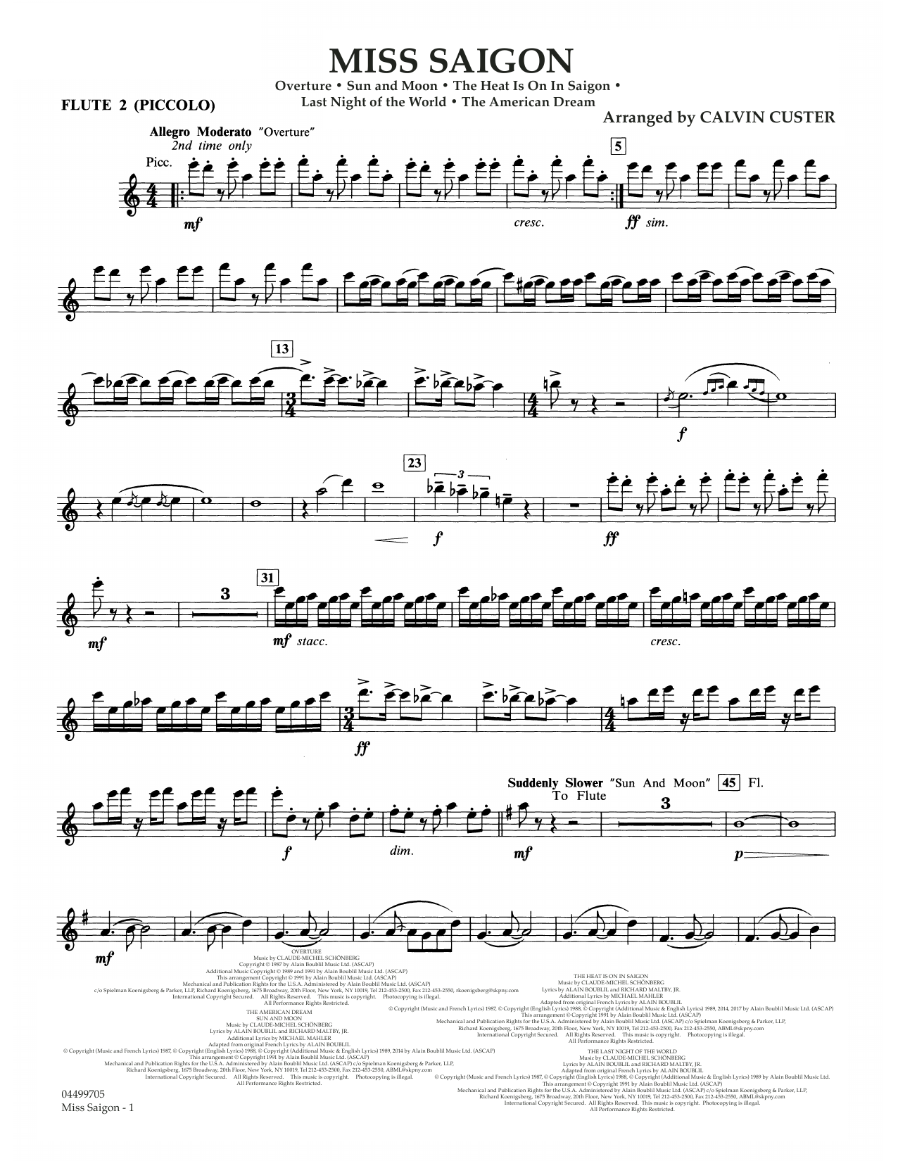 Produktbild zu: Miss Saigon (arr. Calvin Custer) - Flute 2 (Piccolo)