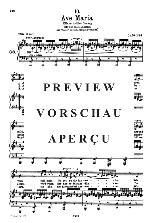 gallery: Ave Maria (Ellens Gesang III) , ,  D. 839 in G-Dur (Gesang tief + Klavier)