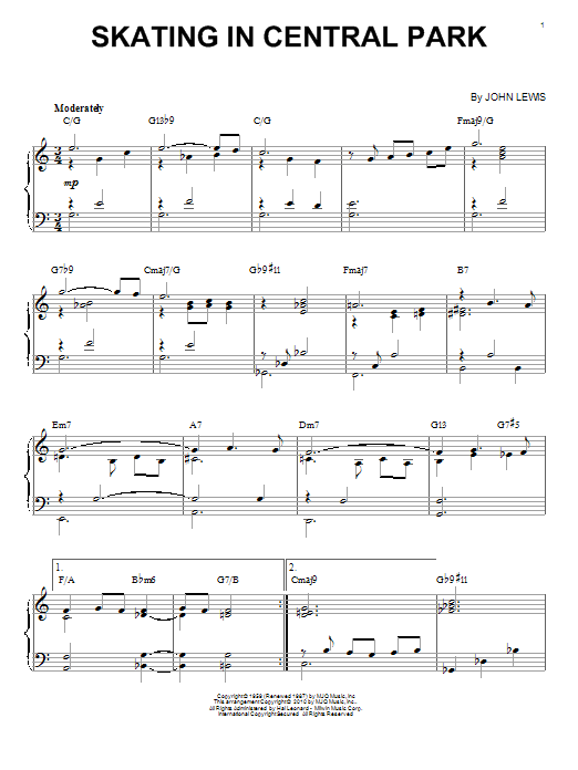 Product gallery: Page 1 of 1 Skating In Central Park (arr. Brent Edstrom), Modern Jazz Quartet