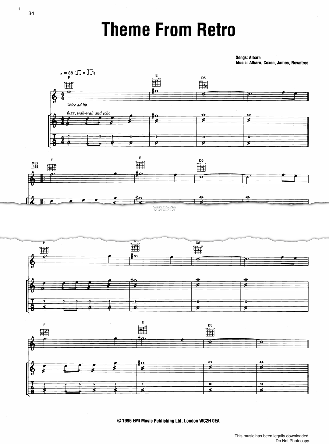 gallery: Theme From Retro, Blur, Gesang, Gitarre