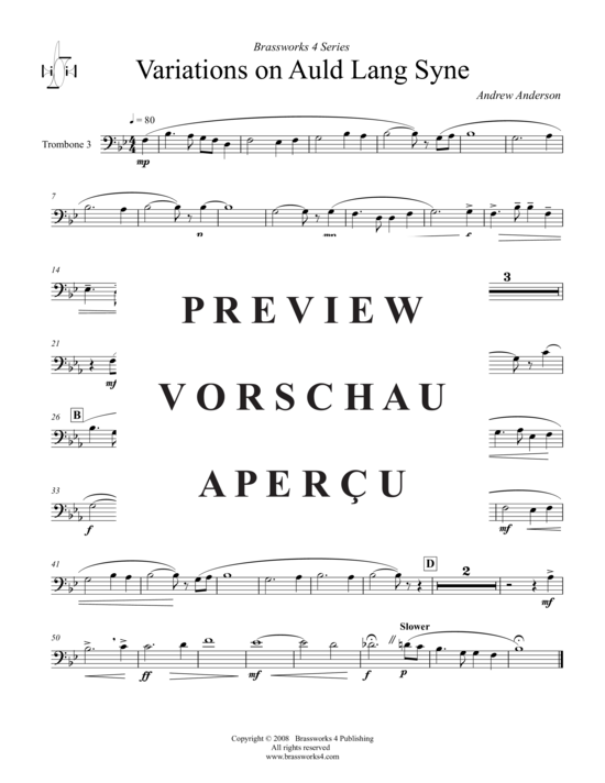 Product gallery: Page 7 of 9 Variations on Auld Lang Syne , , (Trombone Ensemble)