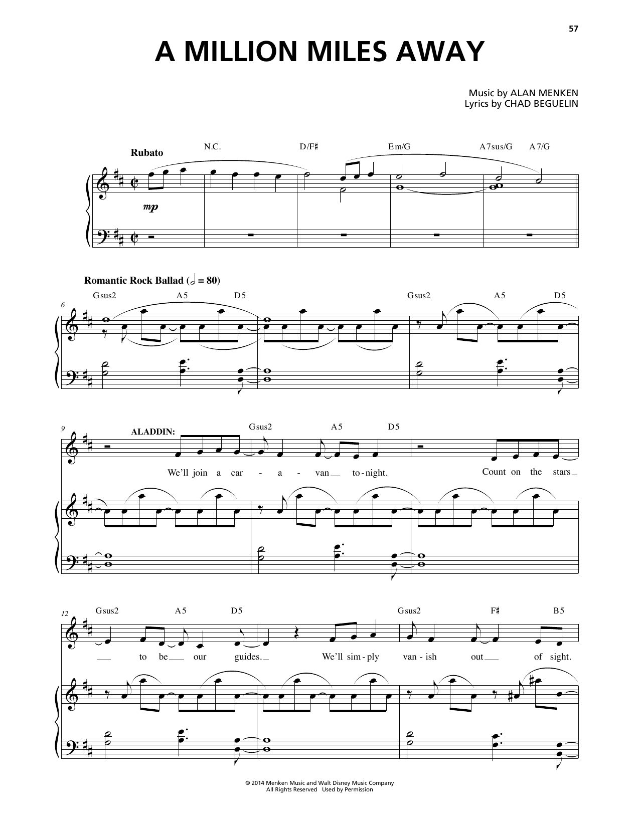 Produktbild zu: A Million Miles Away (from Aladdin: The Broadway Musical)