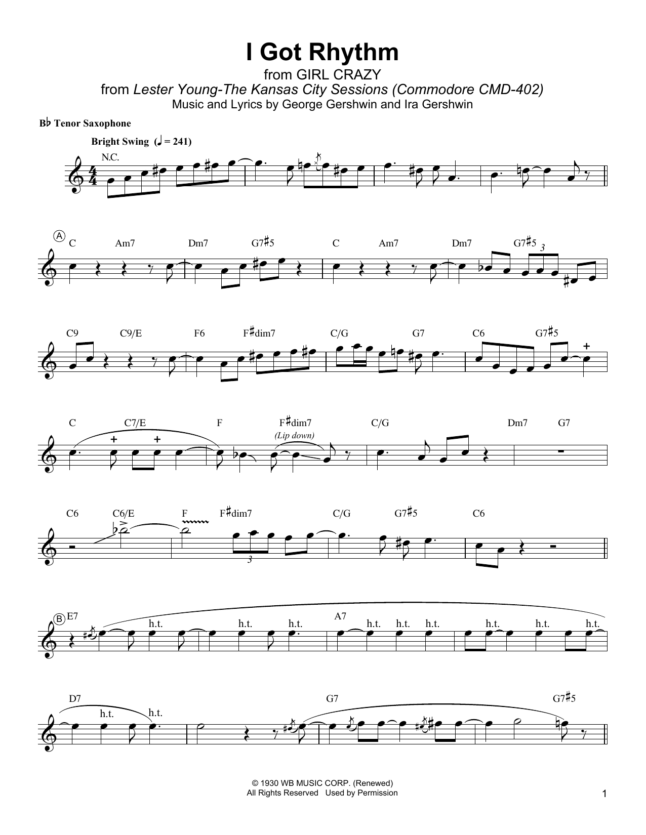 Product gallery: Page 1 of 1 I Got Rhythm, Lester Young