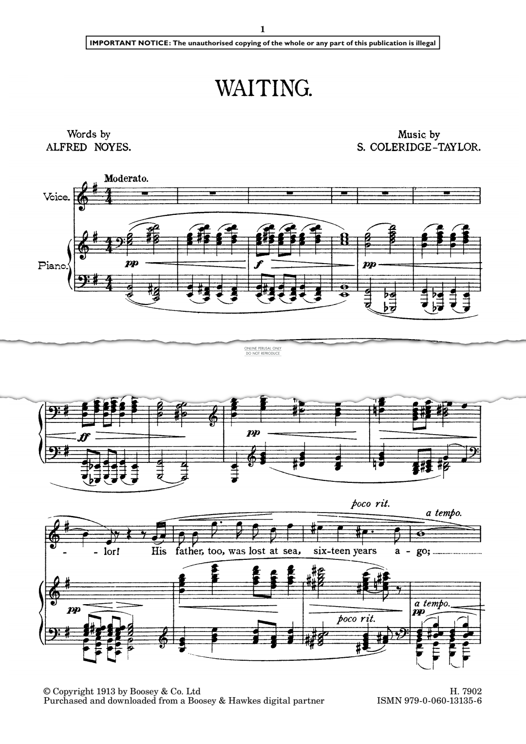 Produktgalerie: Seite 1 von 1 Waiting, Samuel Coleridge-Taylor, Gesang, Klavier