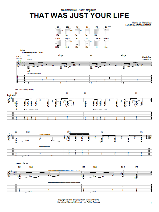 Produktgalerie: Seite 1 von 1 That Was Just Your Life, Metallica, Gitarre