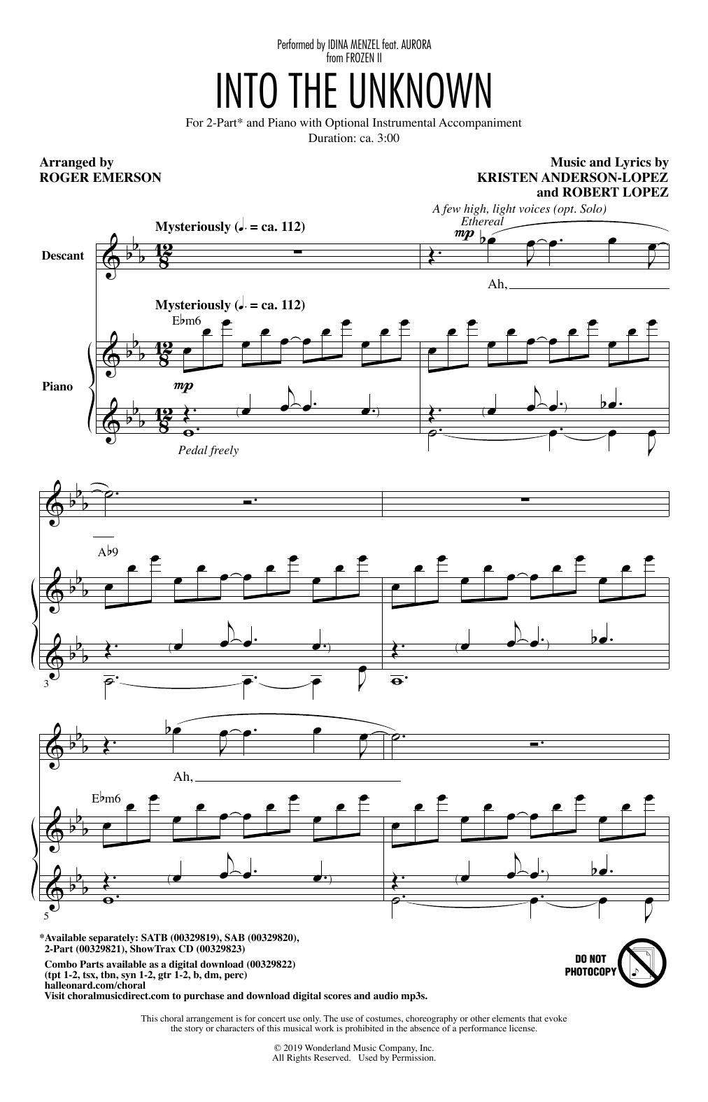 Product picture to: Into The Unknown (from Disney's Frozen 2) (arr. Roger Emerson)