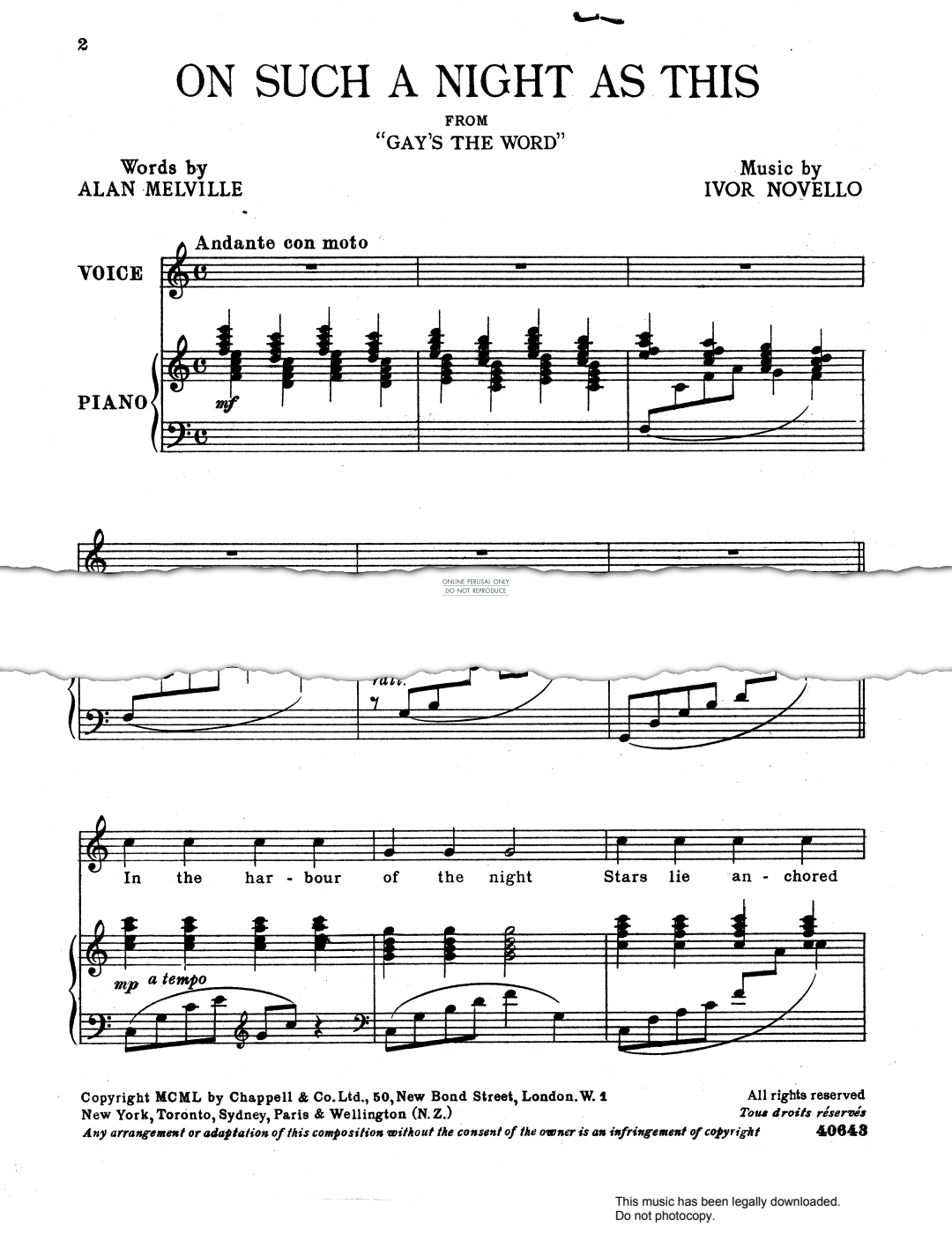 Produktbild zu: On Such A Night As This (from 'Gay's The Word')