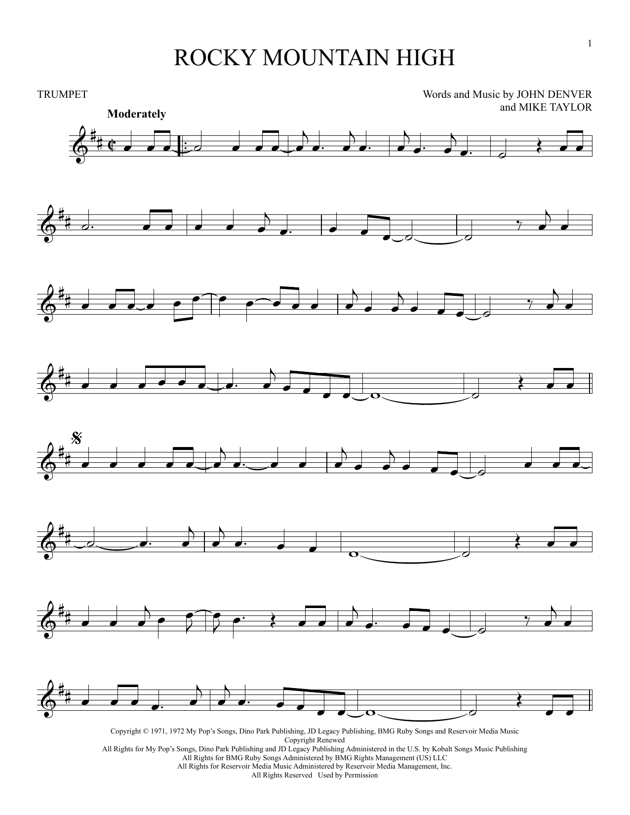 Produktgalerie: Seite 1 von 1 Rocky Mountain High, John Denver, Trompete