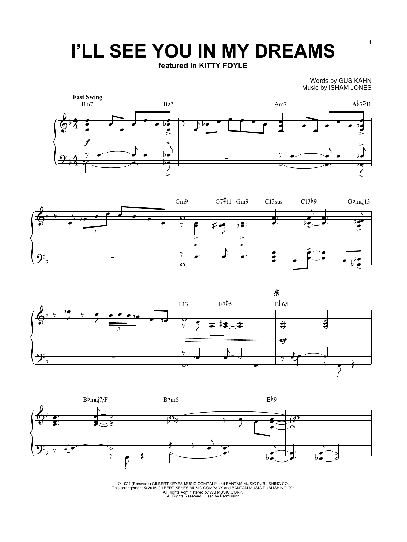 Produktgalerie: Seite 1 von 1 I'll See You In My Dreams [Jazz version] (arr. Brent Edstrom), Gus Kahn, Klavier