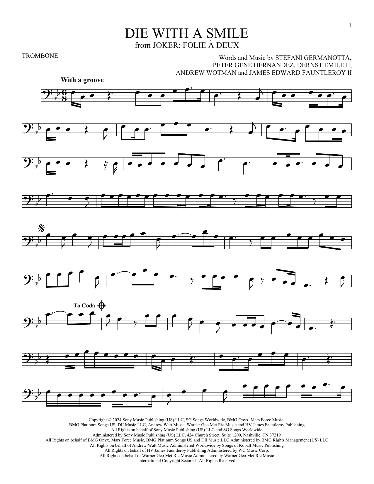 Product gallery: Page 1 of 1 Die With A Smile, Bruno Mars And Lady Gaga