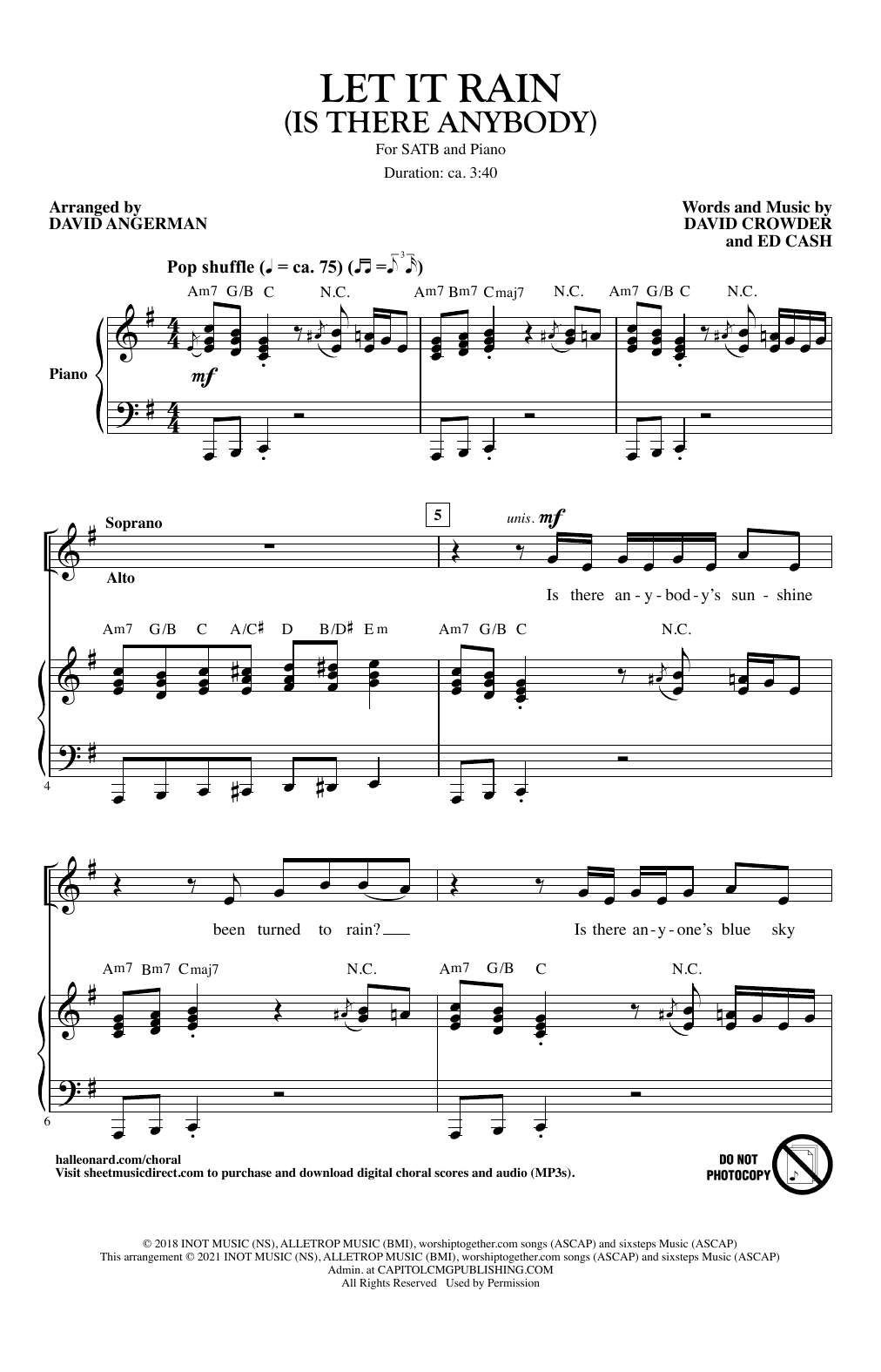 Product picture to: Let It Rain (Is There Anybody) (arr. David Angerman)