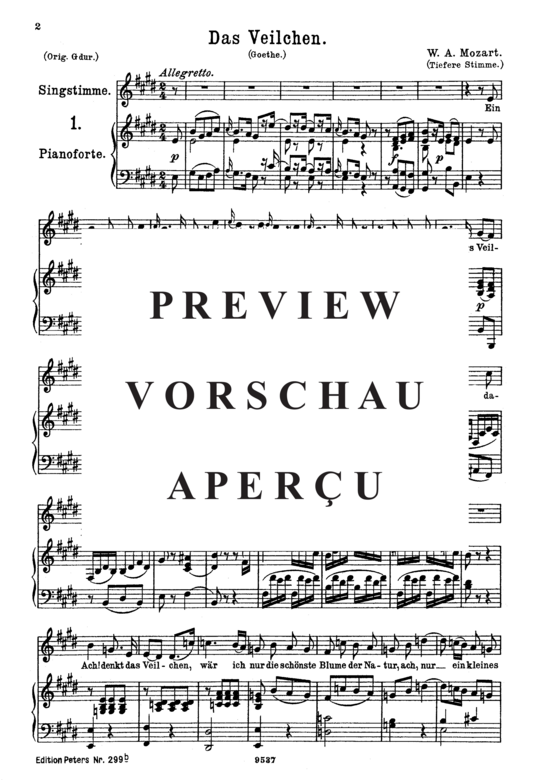 Product gallery: Page 2 of 3 Das Veilchen K.476, , Medium Voice and Piano