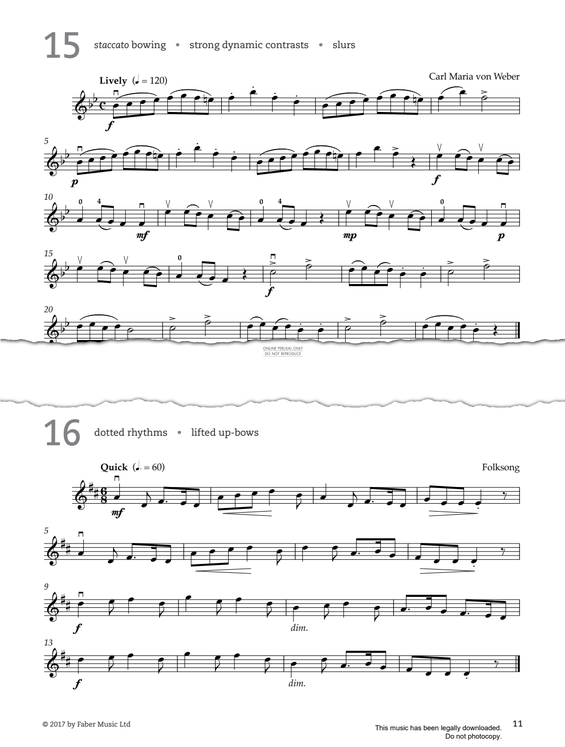 Produktgalerie: Seite 1 von 1 Study No.15 Lively (from '80 Graded Studies For Violin Book One'), Carl Maria von Weber, Violine