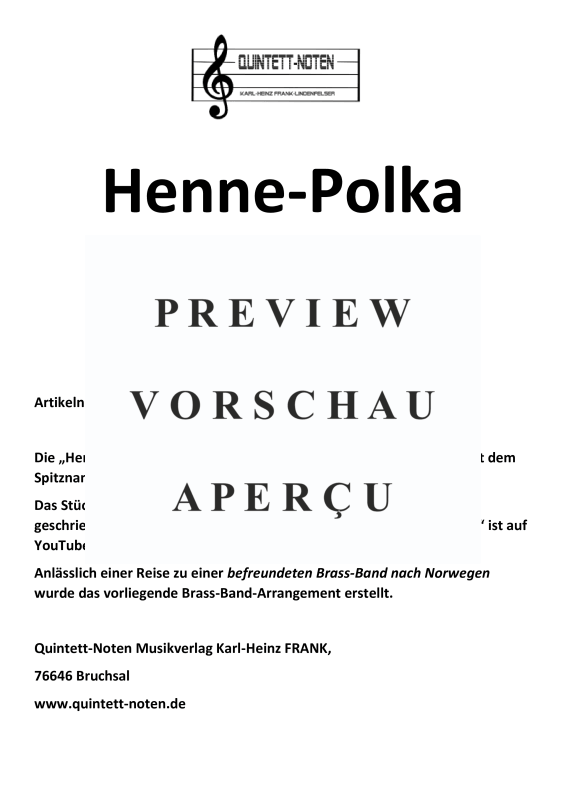 Product gallery: Page 2 of 11 Henne-Polka, , Brass Band