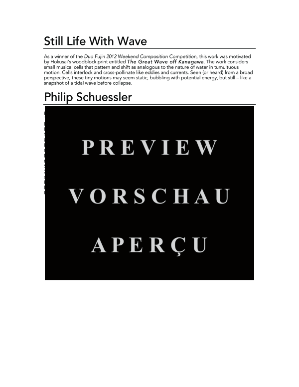 Product gallery: Page 4 of 11 Still Life with Wave, , (woodwind duet flute and alto saxophone)