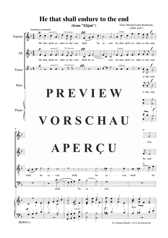 gallery: He that shall endure to the end, , Gemischter Chor + Orgel/Klavier