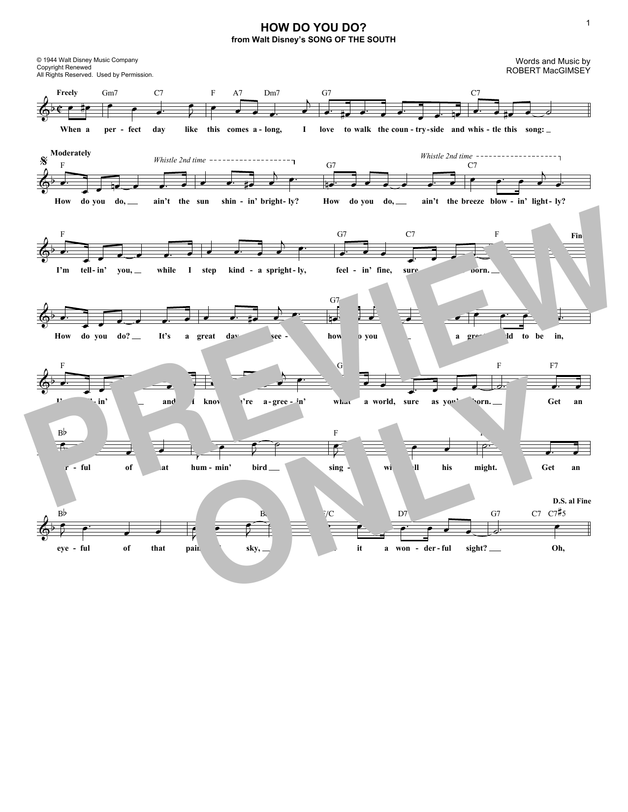 Produktbild zu: How Do You Do? (from Song Of The South)