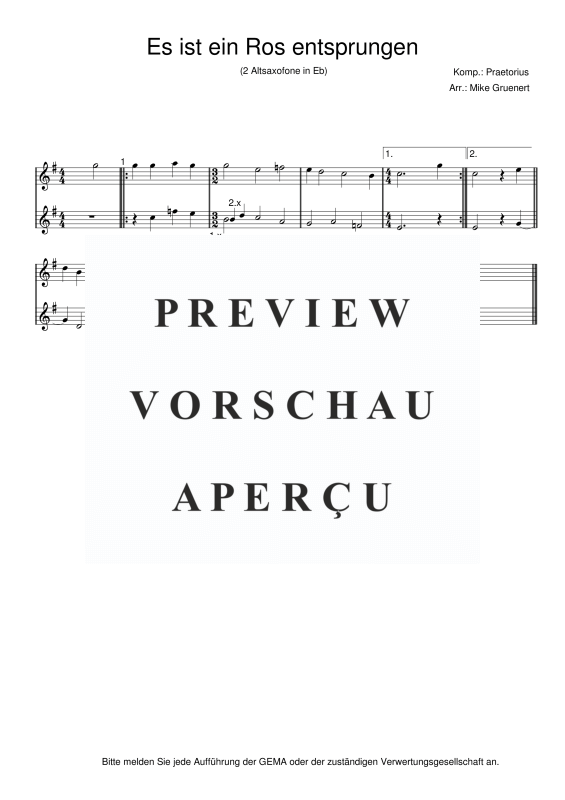 gallery: Deutsche Weihnachtslieder, , 15 Duette für 2 Alt Saxophone oder Instrumente in Es