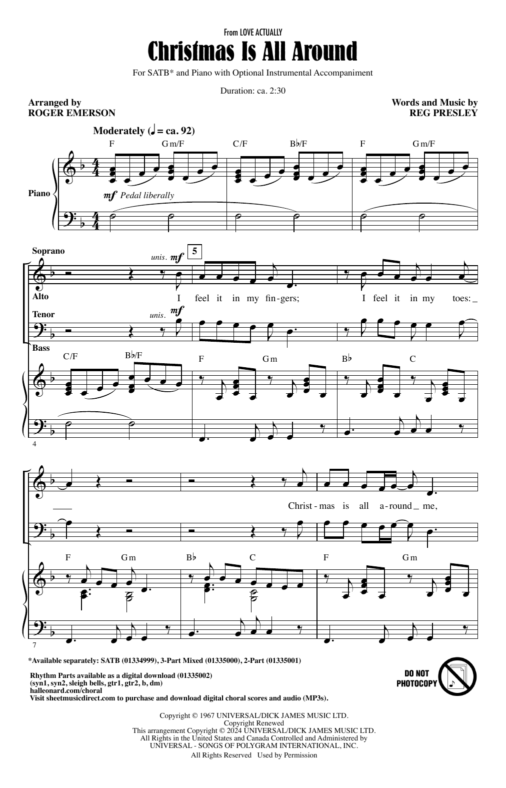 Produktbild zu: Christmas Is All Around (from Love Actually) (arr. Roger Emerson)