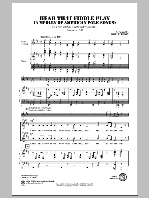Product gallery: Page 1 of 1 Hear That Fiddle Play (A Medley of American Folk Songs), John Purifoy