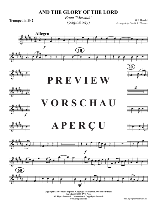 Product gallery: Page 12 of 21 And the Glory of the Lord – zwei Tonarten (2xTromp in B, Horn in F (Pos) , , , Pos)