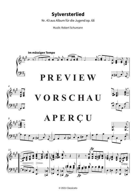 Produktgalerie: Seite 4 von 5 Sylversterlied - Nr. 43 aus Album für die Jugend op. 68 , , Klavier Solo