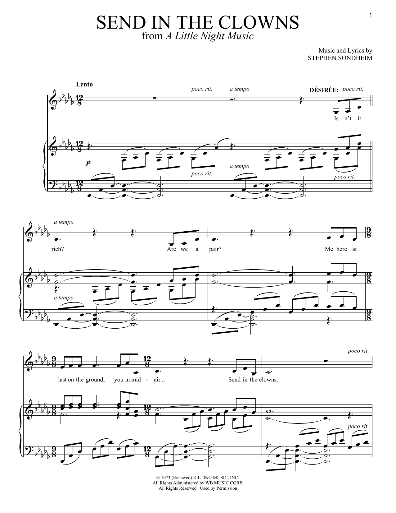 Produktgalerie: Seite 1 von 1 Send In The Clowns, Stephen Sondheim, Gesang, Klavier