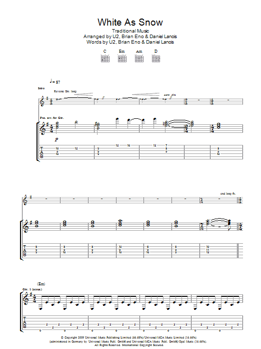 Produktgalerie: Seite 1 von 1 White As Snow, U2, Gitarre