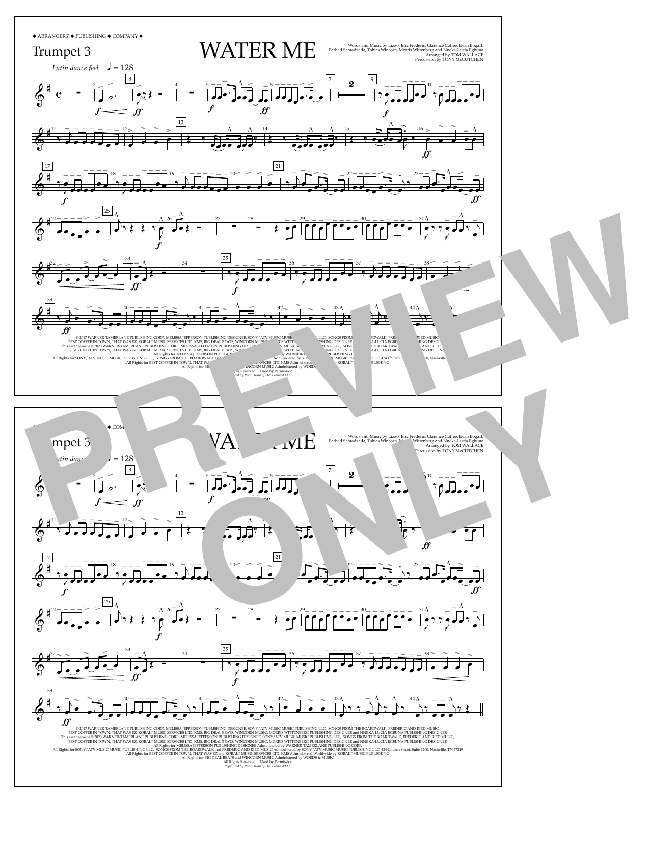 Produktbild zu: Water Me (arr. Tom Wallace) - Trumpet 3