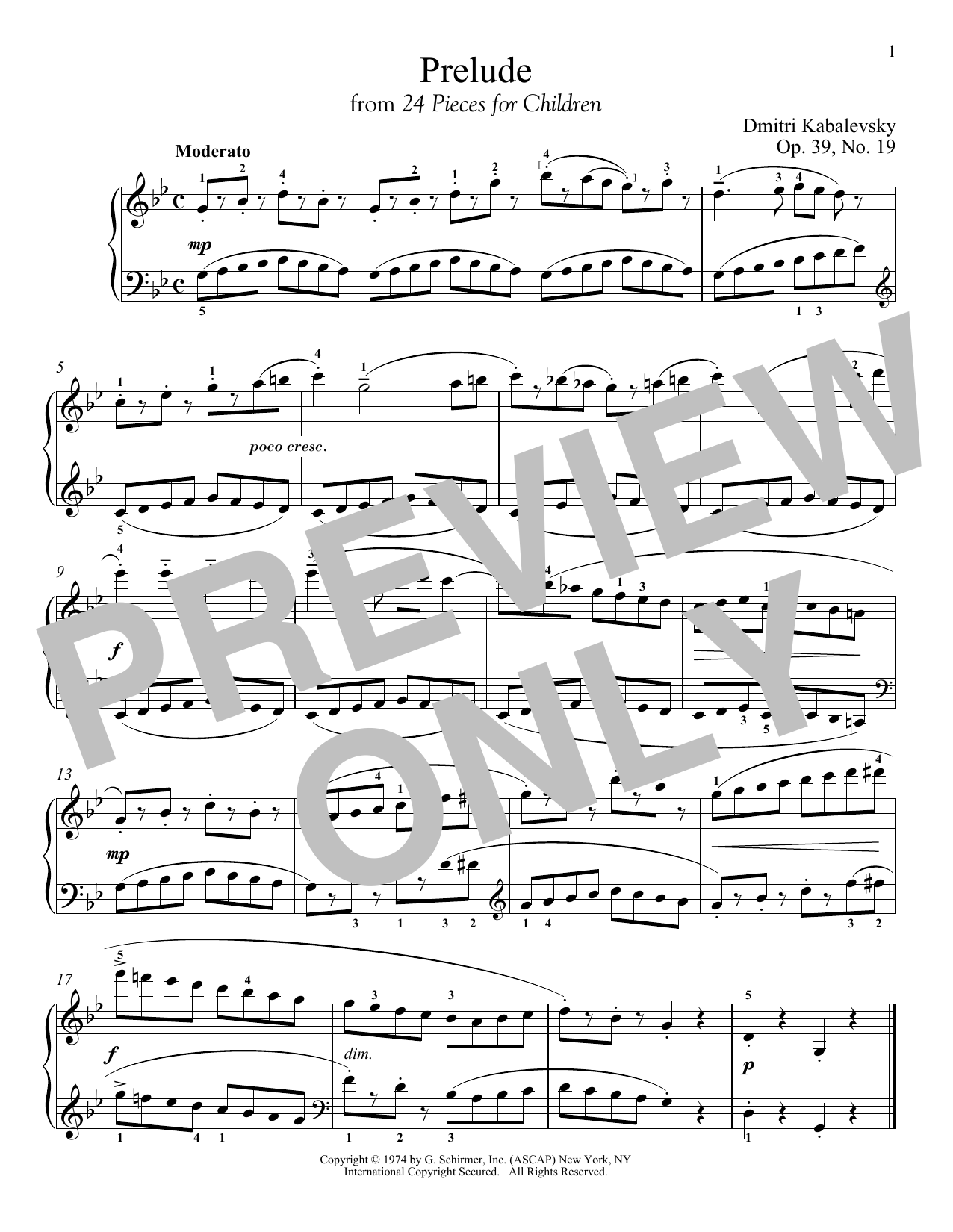 Product gallery: Page 1 of 1 Prelude, Op. 39, No. 19, Dmitri Kabalevsky