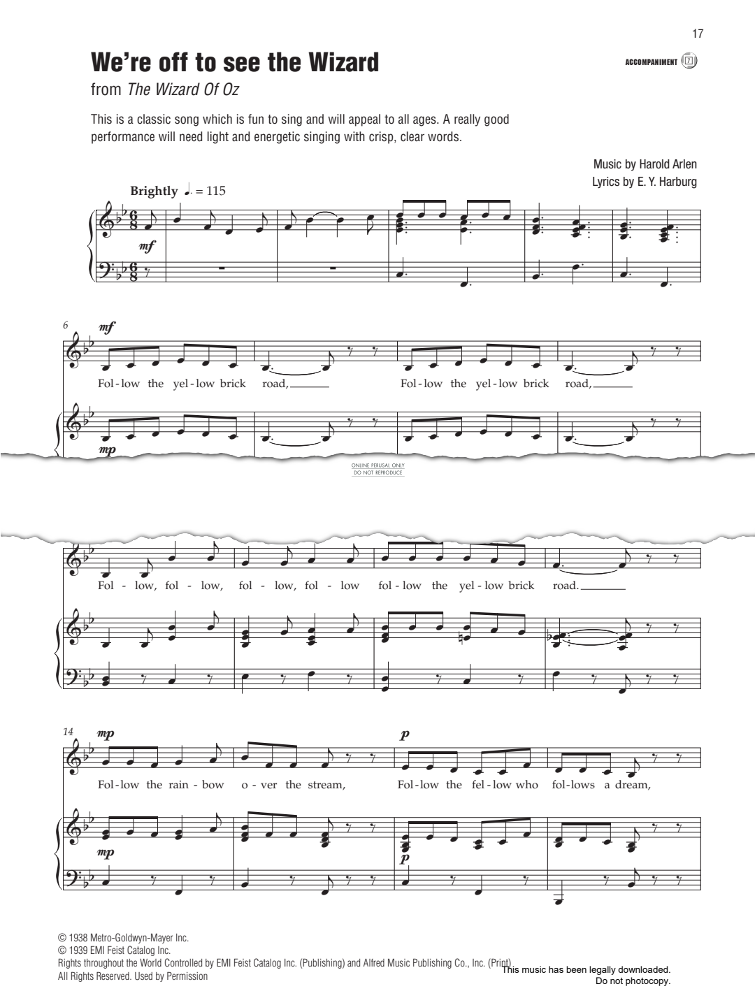 Product gallery: Page 1 of 1 We're Off To See The Wizard (from "The Wizard Of Oz"), Harold Arlen