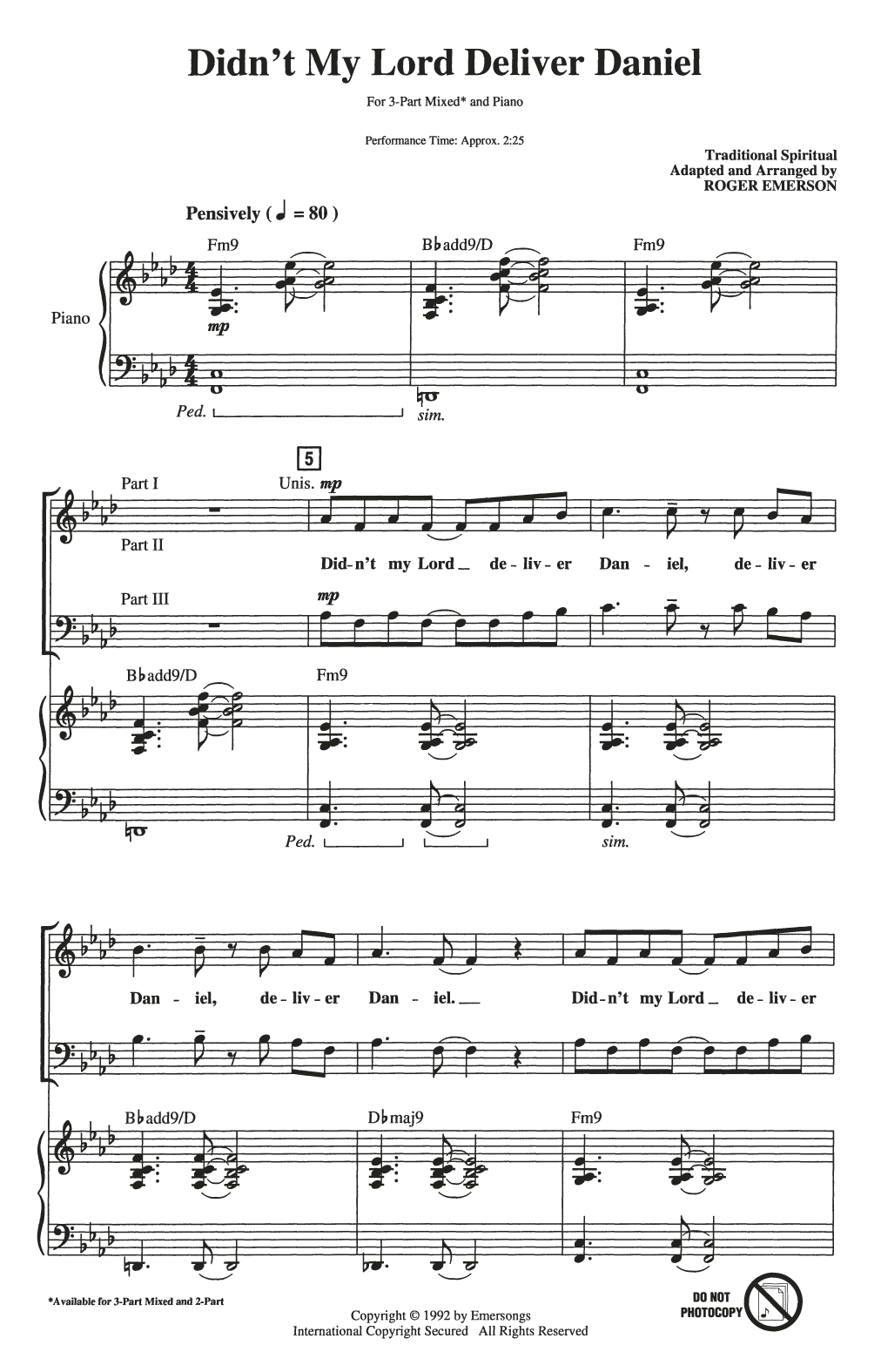 Product picture to: Didn't My Lord Deliver Daniel (arr. Roger Emerson)