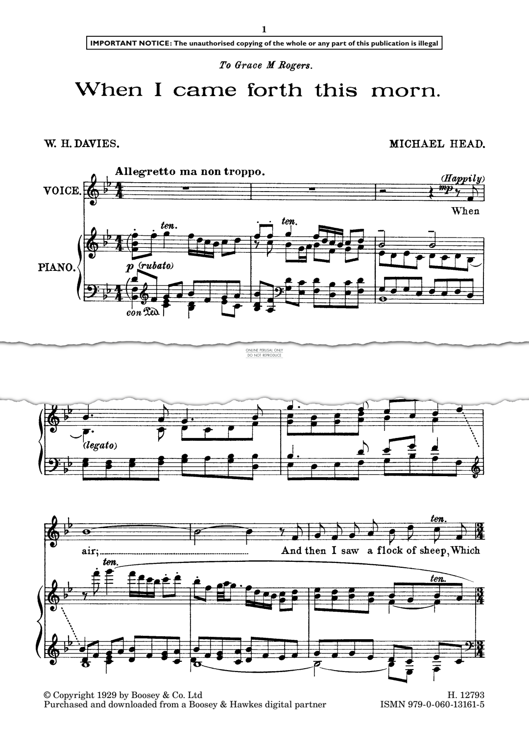 Produktgalerie: Seite 1 von 1 When I came forth this morn, Michael Head, Gesang, Klavier