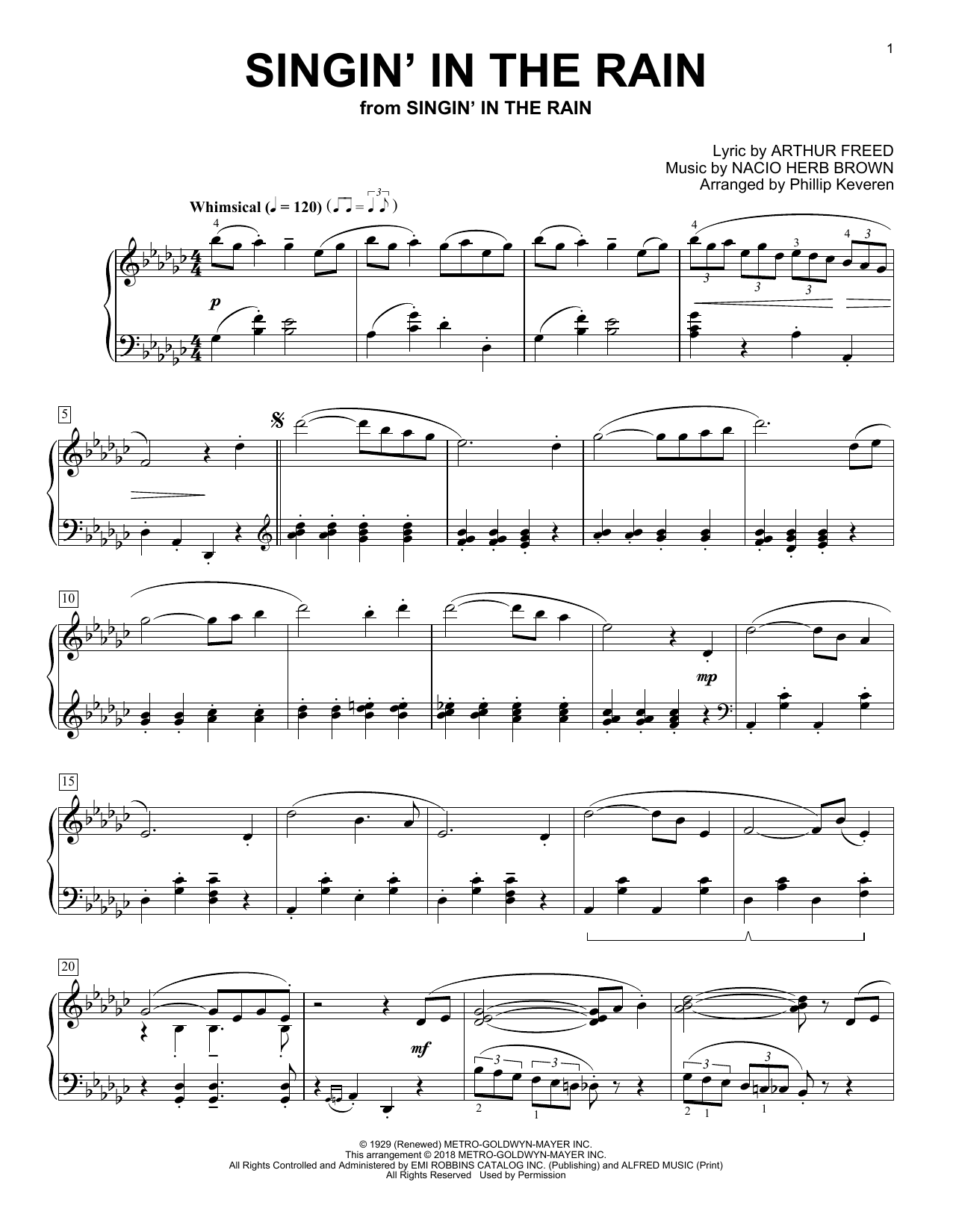 Product gallery: Page 1 of 1 Singin' In The Rain (arr. Phillip Keveren), Nacio Herb Brown