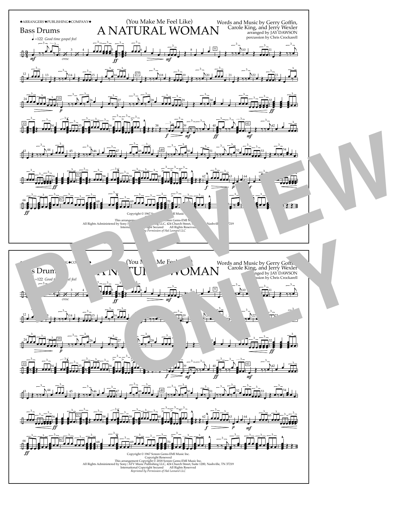 Product picture to: (You Make Me Feel Like) A Natural Woman (arr. Jay Dawson) - Bass Drums