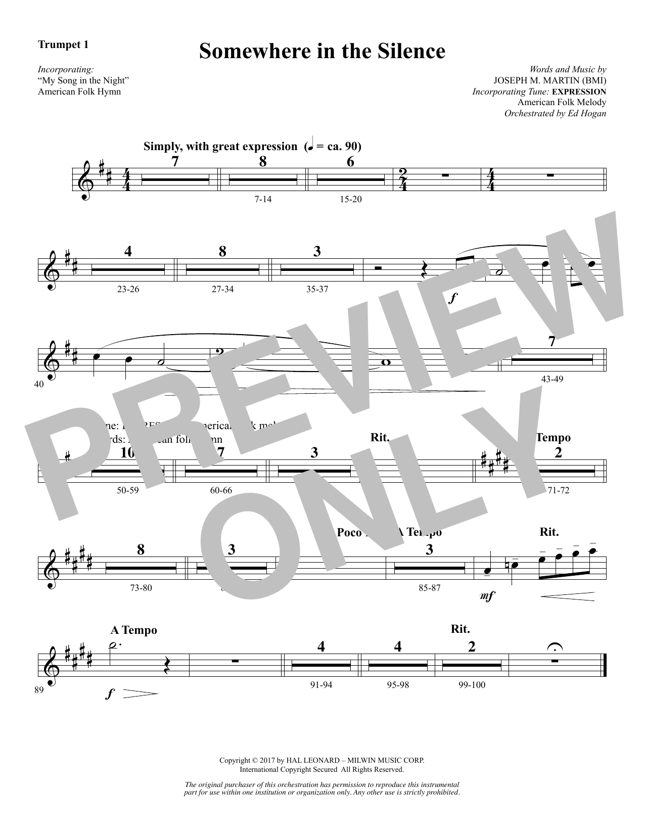 Produktbild zu: Somewhere in the Silence - Bb Trumpet 1