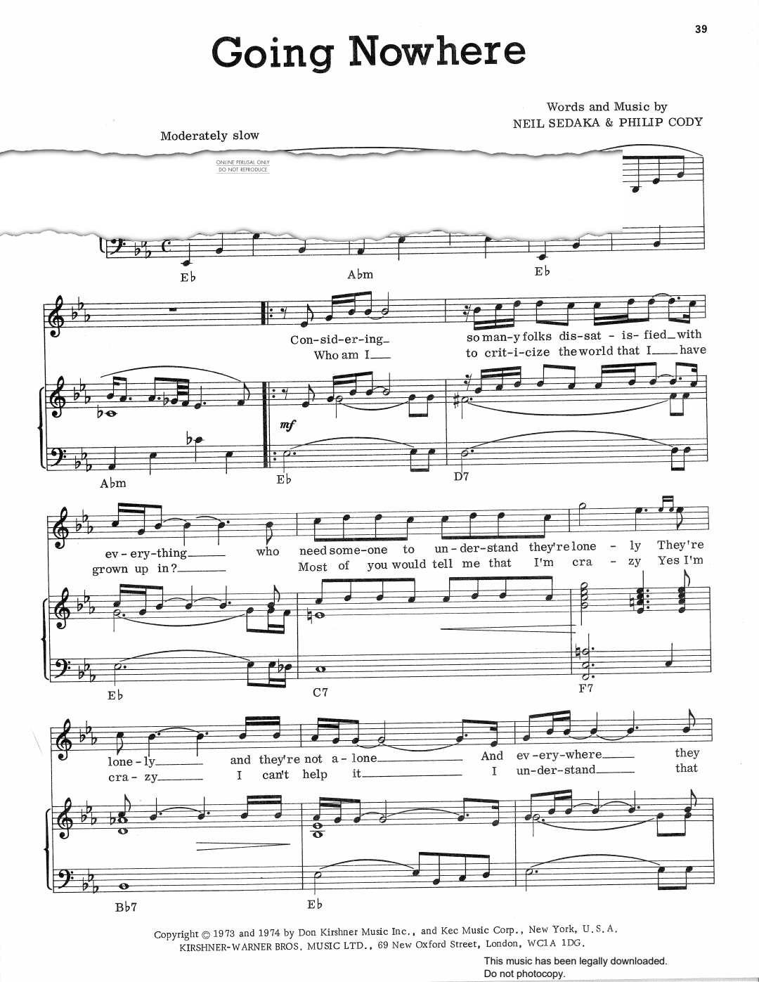 Produktgalerie: Seite 1 von 1 Going Nowhere, Neil Sedaka, Gesang, Gitarre, Klavier